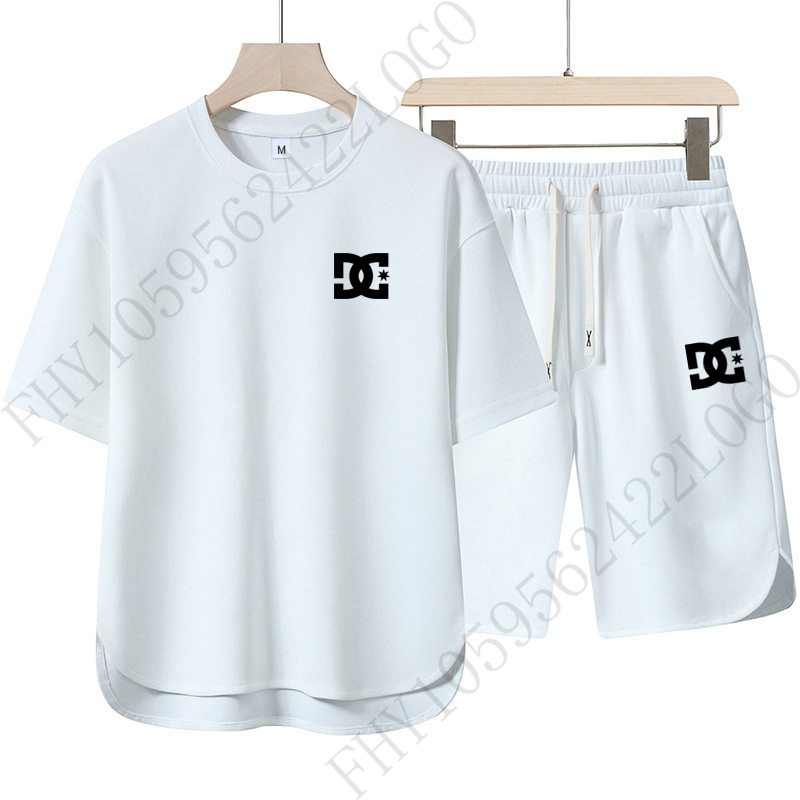 Men'S Fashion Undershirt - Men's fashionable short-sleeved shorts set, round-neck