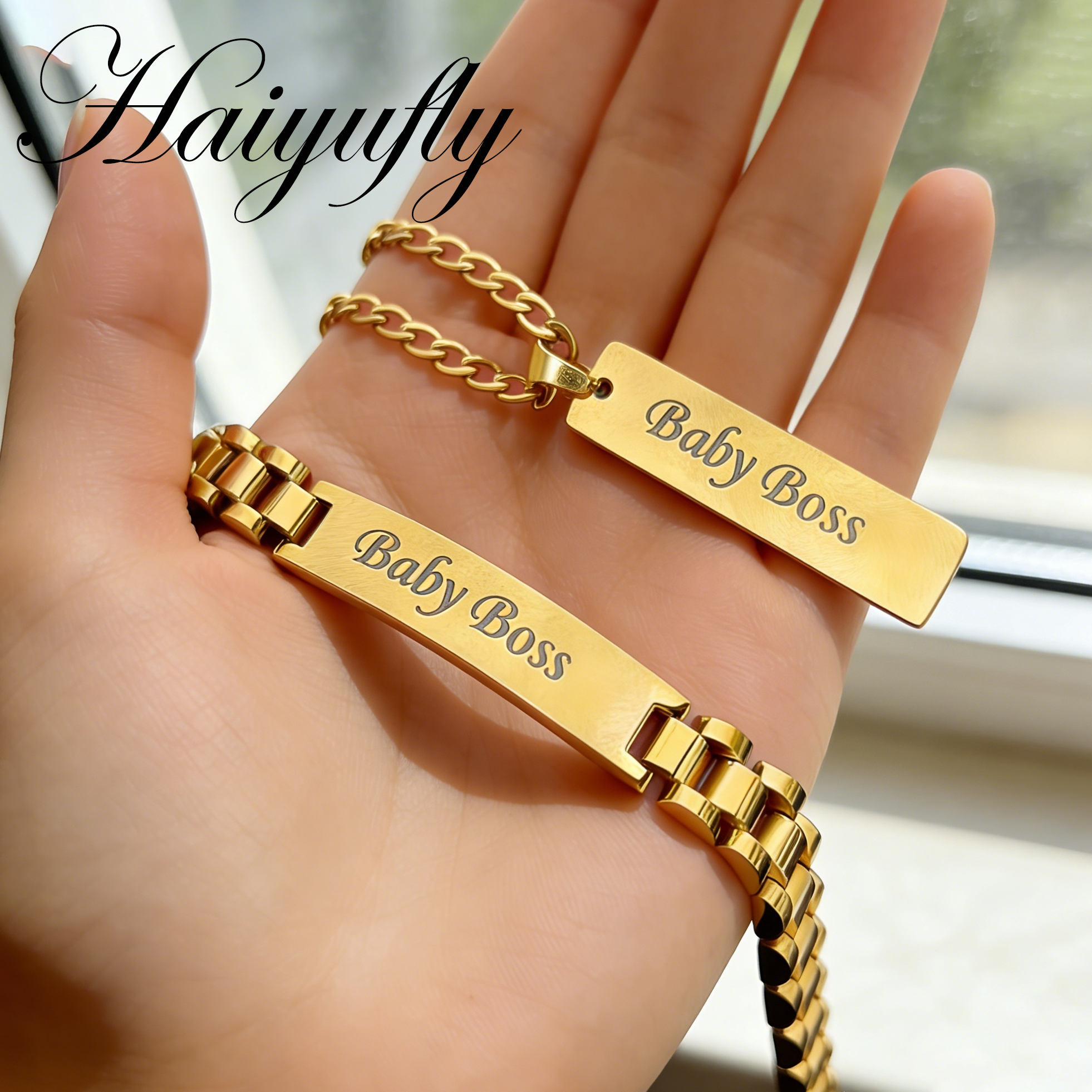 Men'S Fashion Jewelry Bracelets - Haiyufly Punk Engrave Name Necklace Bracelet