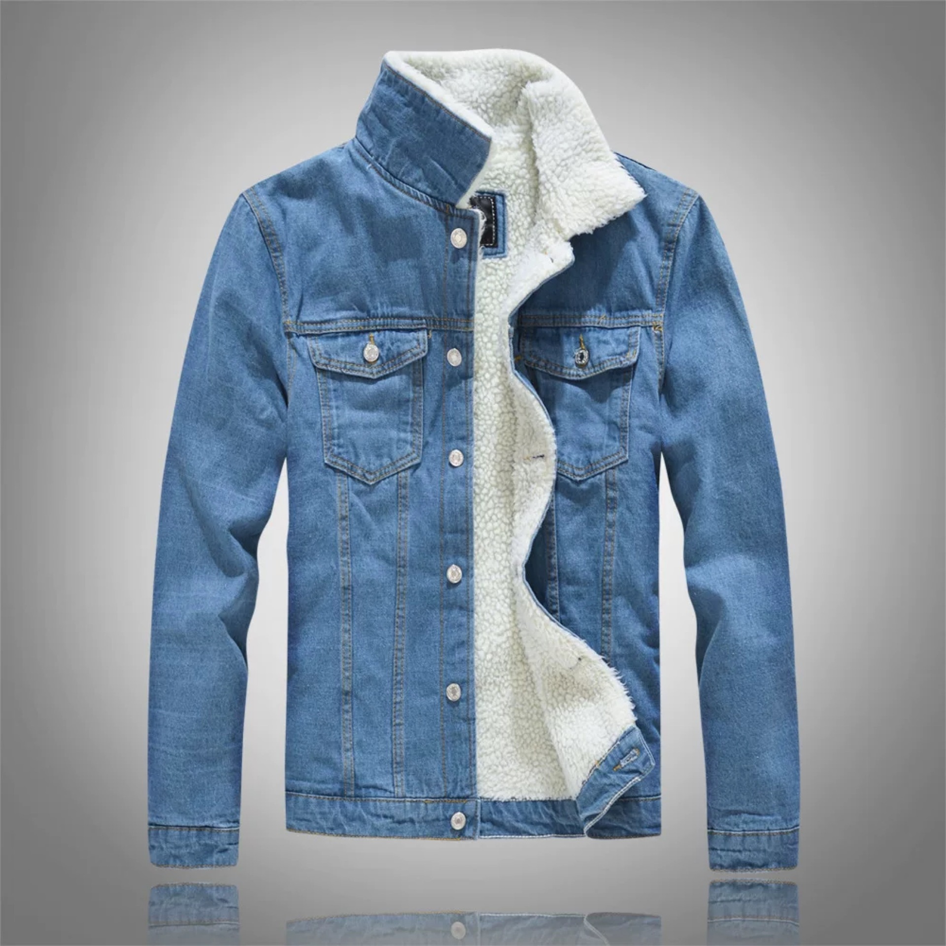 Mens Fashion Denim Jacket - Autumn Winter Men's Fleece Lined Thickened