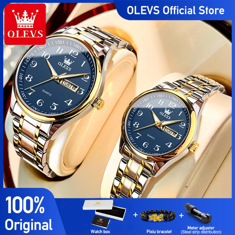 Mens Fashion In 40S - OLEVS 5567 Brand Couple Quartz Watches