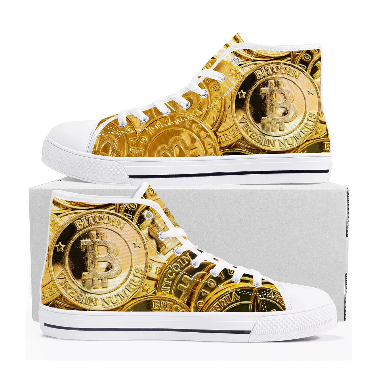 Men'S Fashion Logo - Bitcoin Logo Custom Canvas Shoes, Personalized