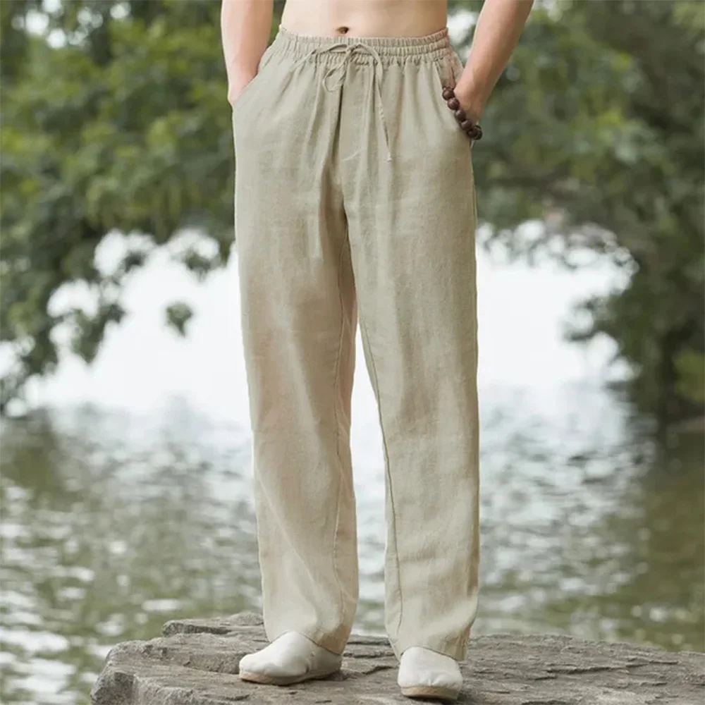 New Men's Beach Pants Joggers  - Men'S Fashion Linen Pants ulasan dan harga