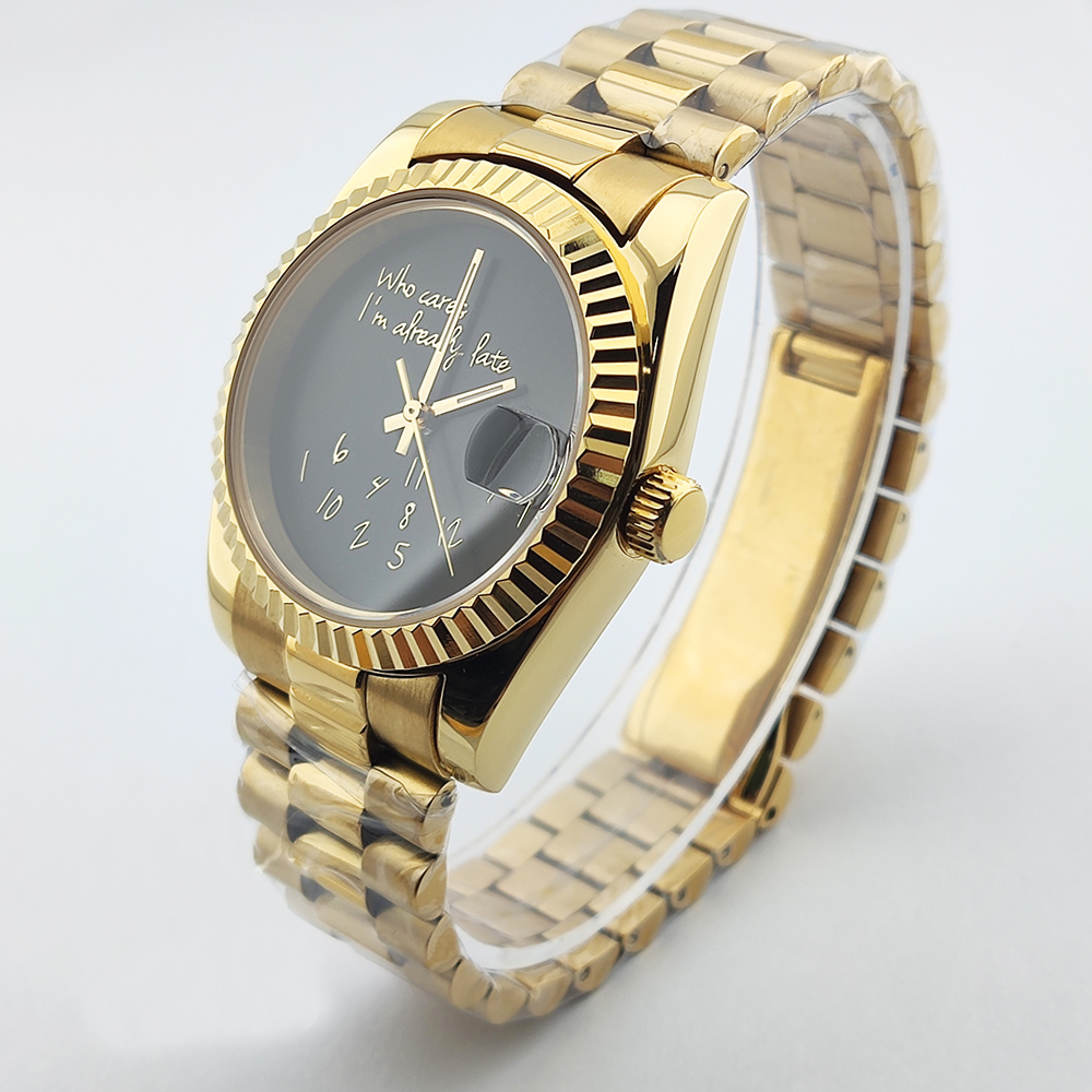 36/39mm Gold Men Watch nh35 Wa - Men'S Fashion Logo ulasan dan harga