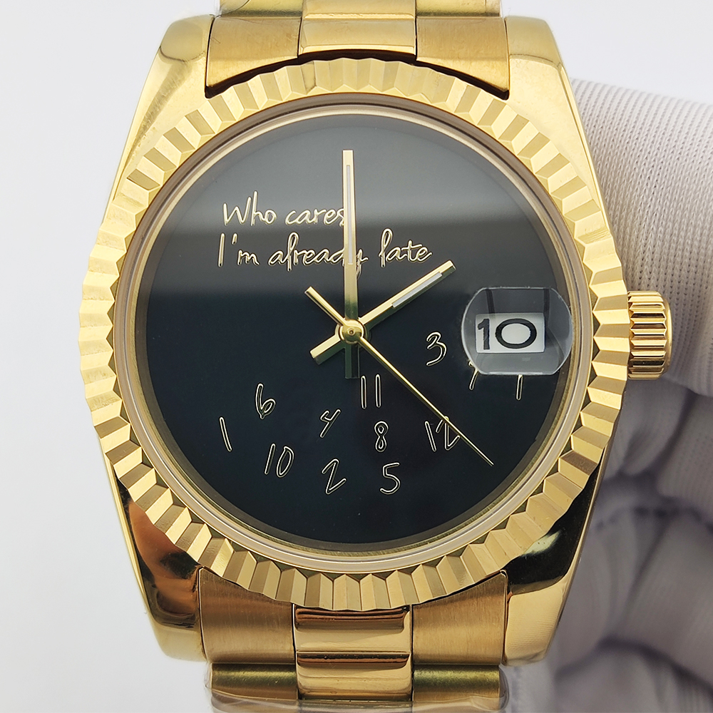 36/39mm Gold Men Watch nh35 Wa - Men'S Fashion Logo ulasan dan harga