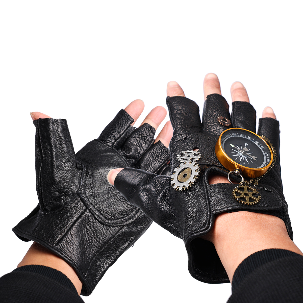 Steampunk PU Leather Fingerles - Men'S Fashion Gloves ulasan dan harga