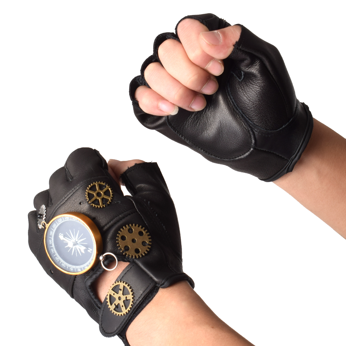 Steampunk PU Leather Fingerles - Men'S Fashion Gloves ulasan dan harga