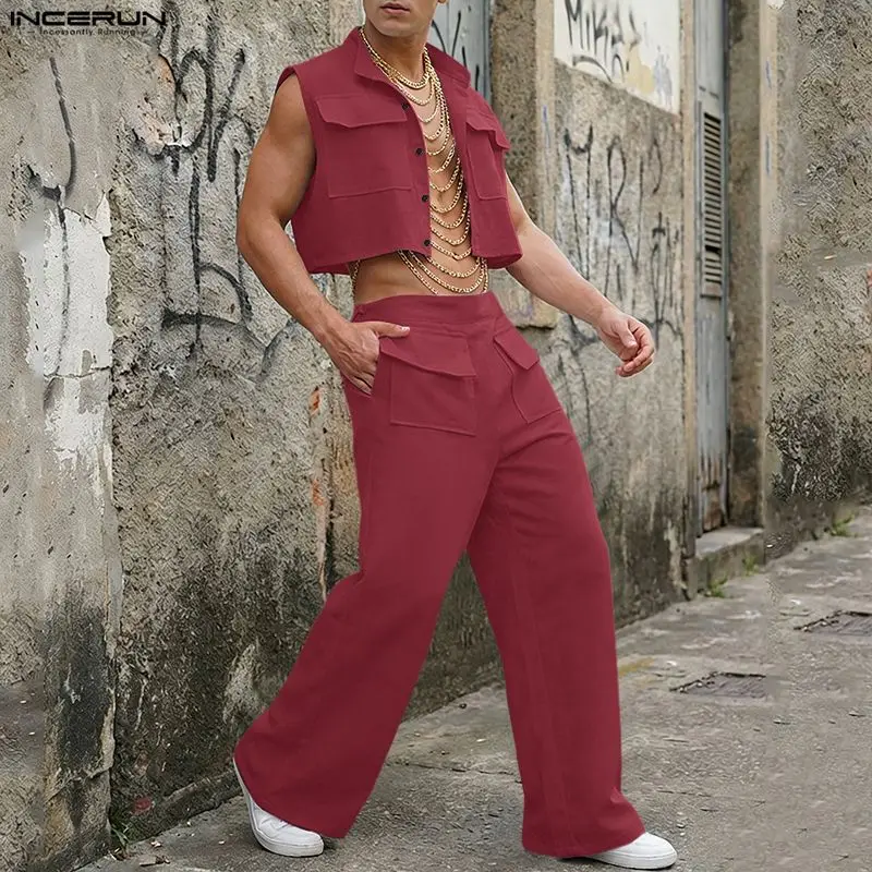 INCERUN Men Sets Solid Sleevel - Men'S Spring Fashion ulasan dan harga