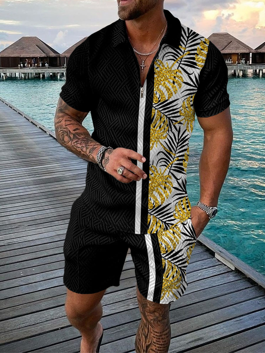 Hawaiian Coconut Tree Print Me - Men'S Fashion Polo ulasan dan harga