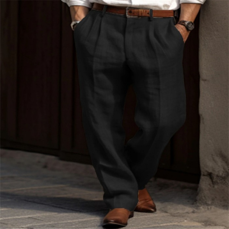 Vintage Solid Color Loose Line - Men'S Fashion Linen Pants ulasan dan harga