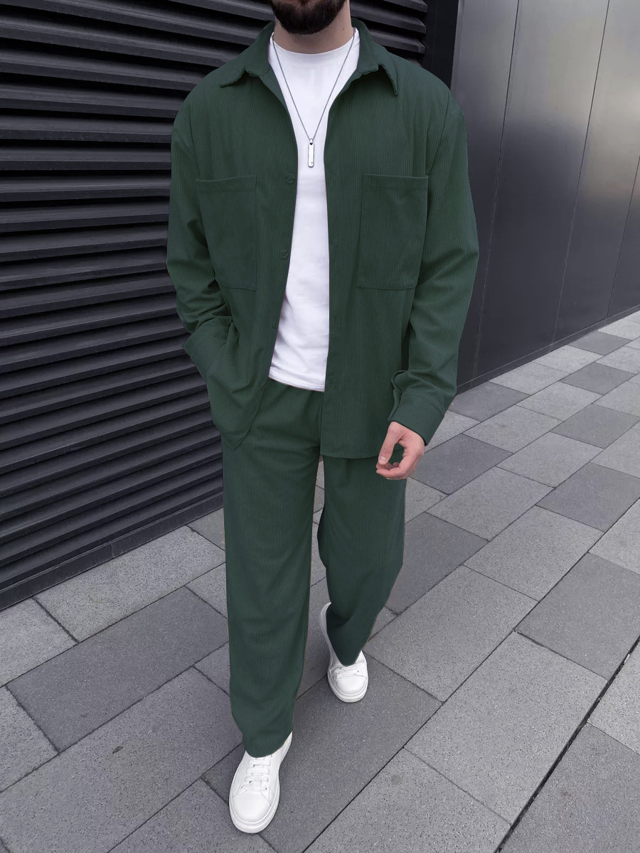 Men's corduroy two-piece outfi - Men'S Fashion Undershirt ulasan dan harga