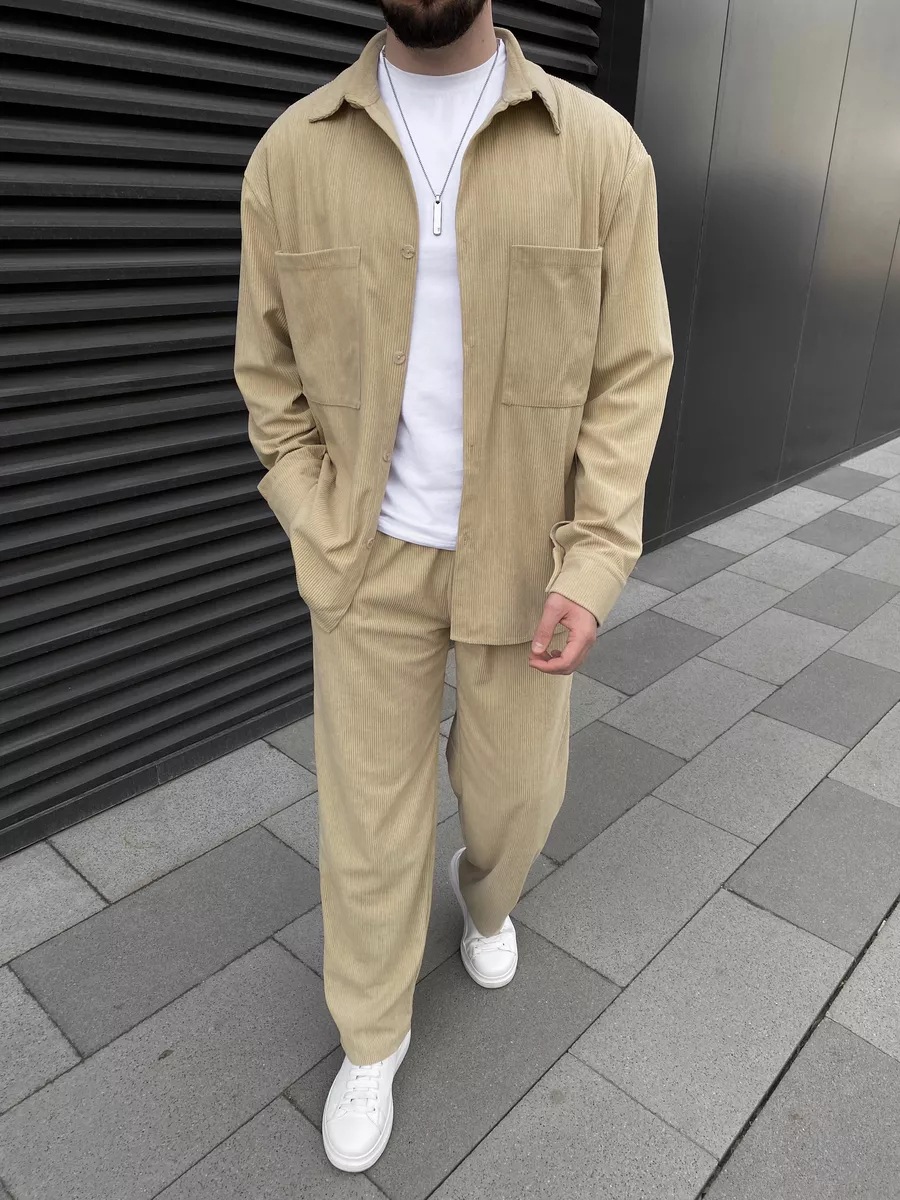 Men's corduroy two-piece outfi - Men'S Fashion Undershirt ulasan dan harga