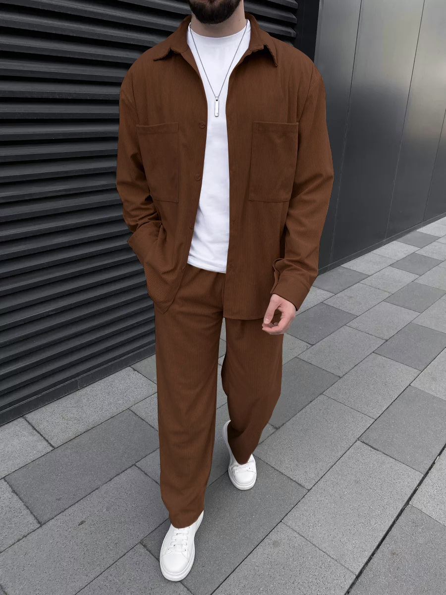 Men's corduroy two-piece outfi - Men'S Fashion Undershirt ulasan dan harga