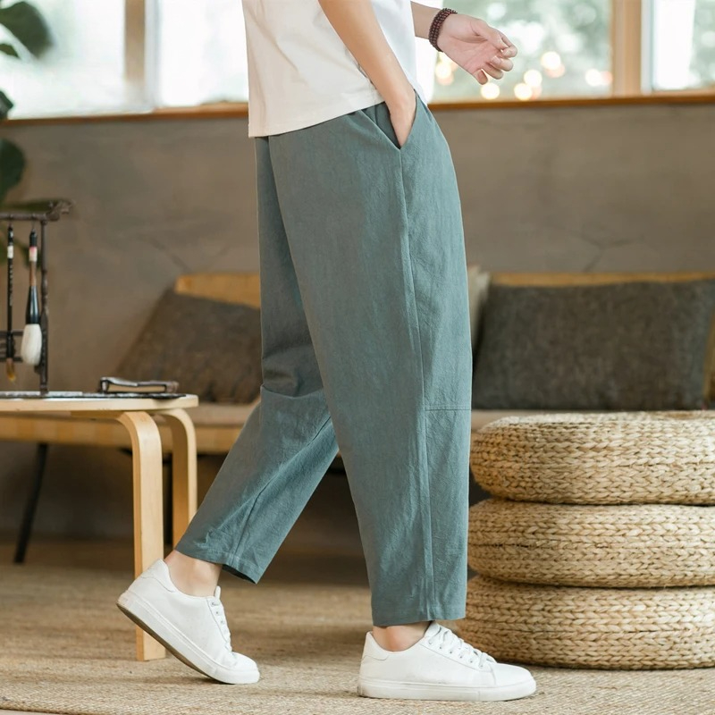 Men's Trousers Cotton Linen Fa - Men'S Fashion Linen Pants ulasan dan harga