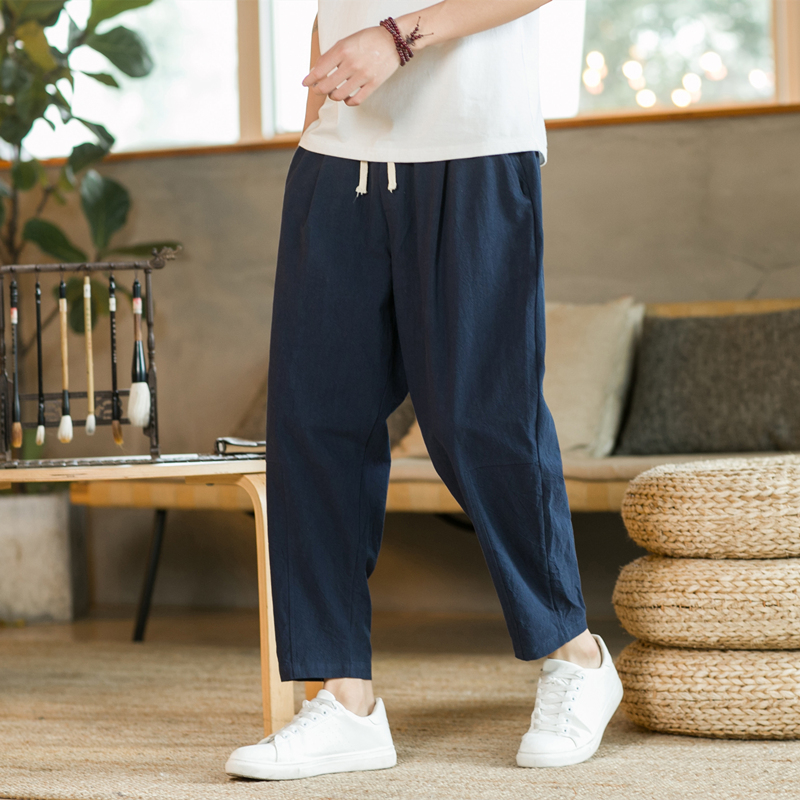 Men's Trousers Cotton Linen Fa - Men'S Fashion Linen Pants ulasan dan harga