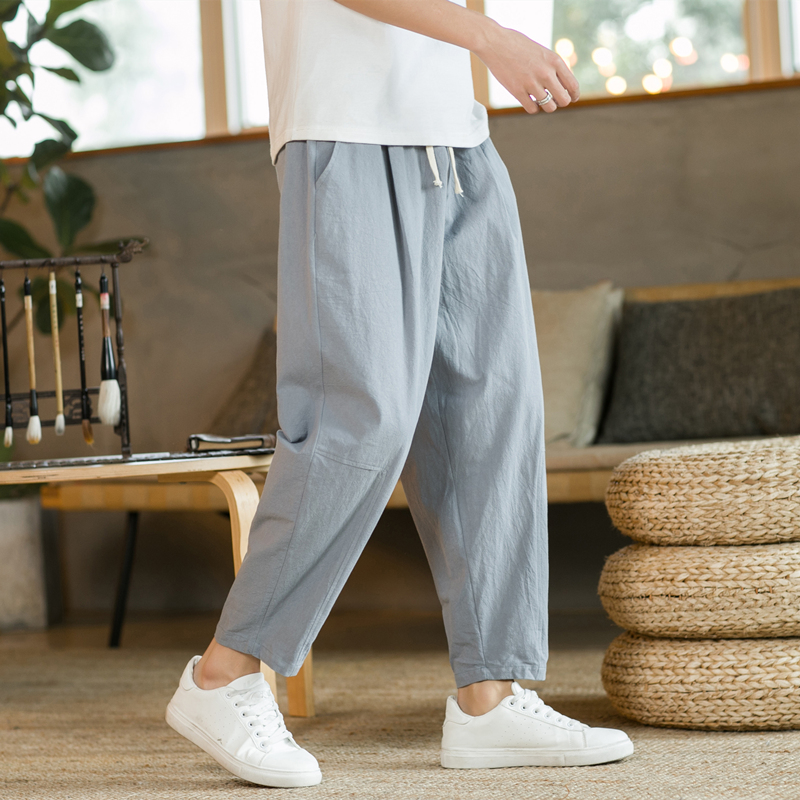Men's Trousers Cotton Linen Fa - Men'S Fashion Linen Pants ulasan dan harga