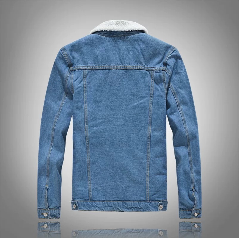 Autumn Winter Men's Fleece Lin - Mens Fashion Denim Jacket ulasan dan harga