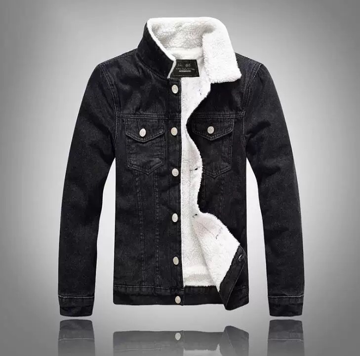Autumn Winter Men's Fleece Lin - Mens Fashion Denim Jacket ulasan dan harga