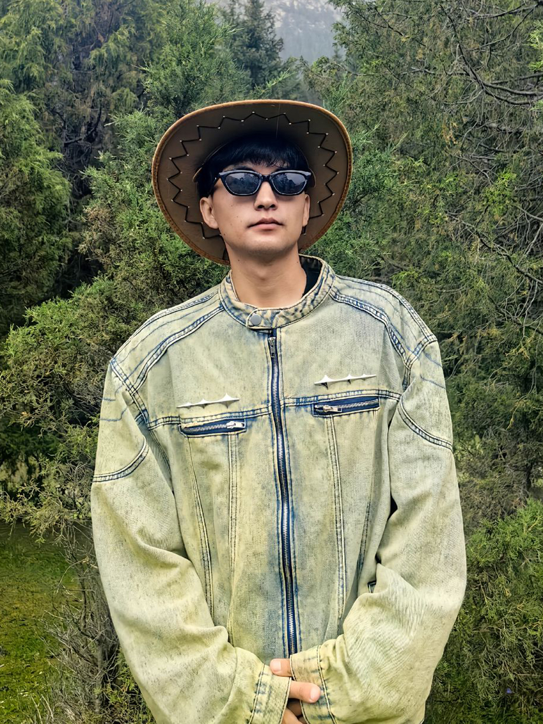 Blue Short Padded Shoulder Den - Mens Fashion Denim Jacket ulasan dan harga