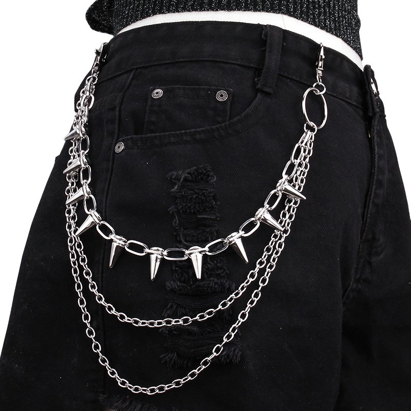 Hip Hop Punk Rock Metal Pants  - Men'S Fashion Linen Pants ulasan dan harga