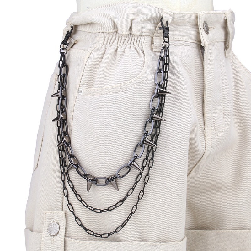 Hip Hop Punk Rock Metal Pants  - Men'S Fashion Linen Pants ulasan dan harga