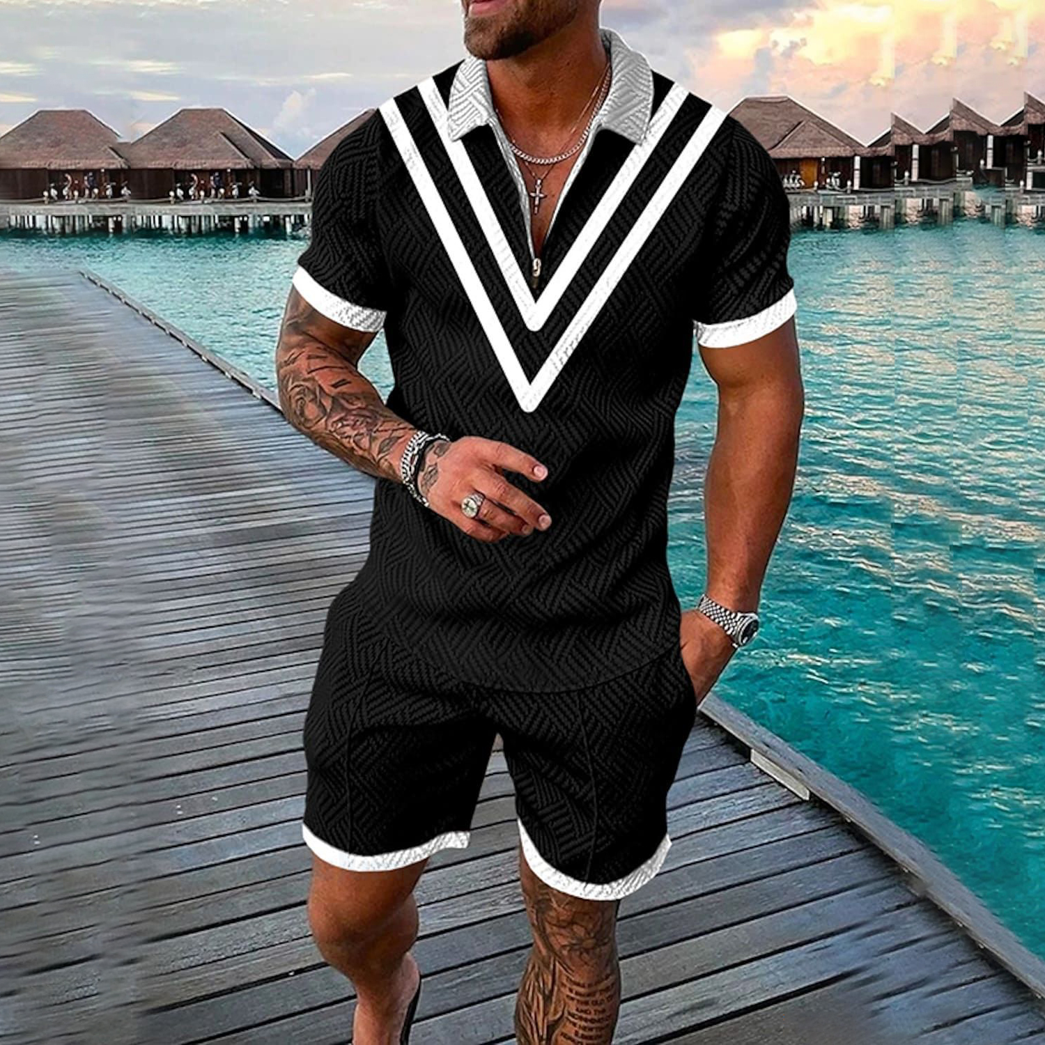 Funny 3D Printed Men's 2 Piece - Men'S Fashion Polo ulasan dan harga