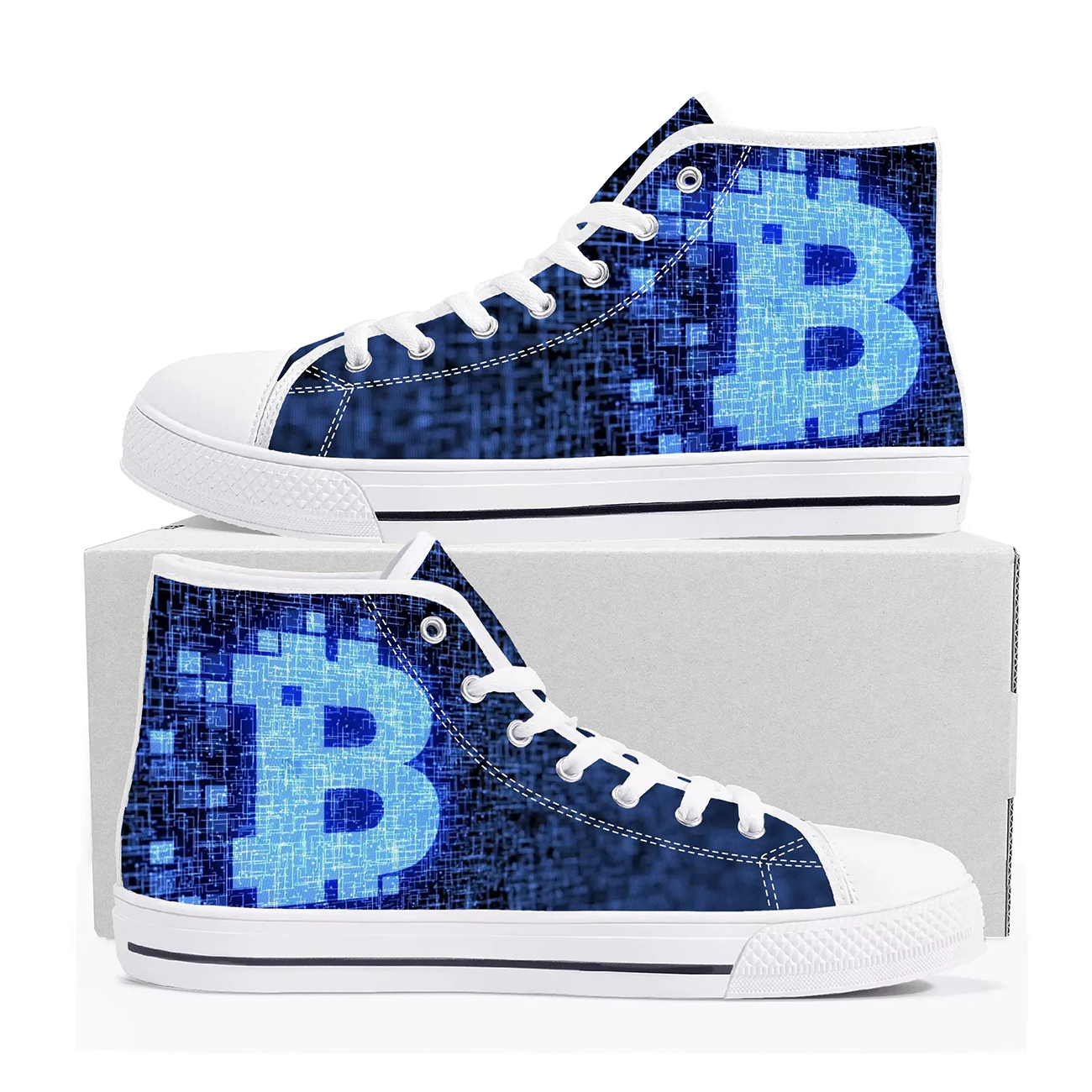 Bitcoin Logo Custom Canvas Sho - Men'S Fashion Logo ulasan dan harga