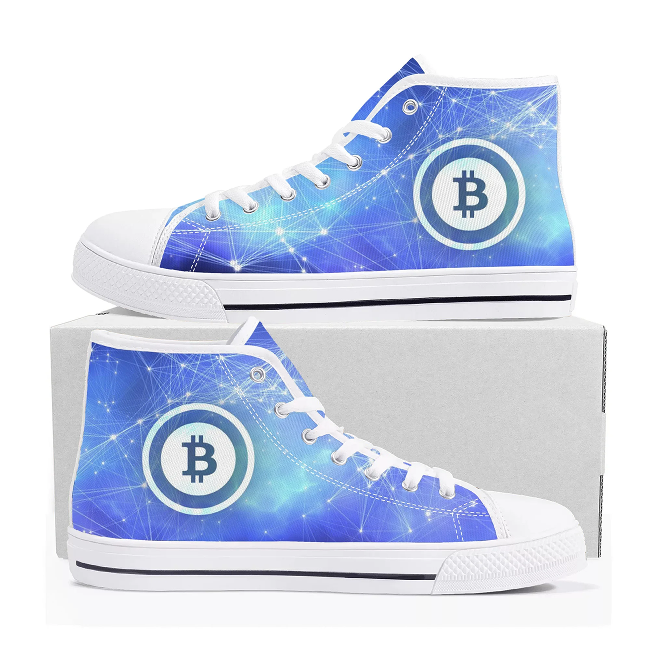 Bitcoin Logo Custom Canvas Sho - Men'S Fashion Logo ulasan dan harga