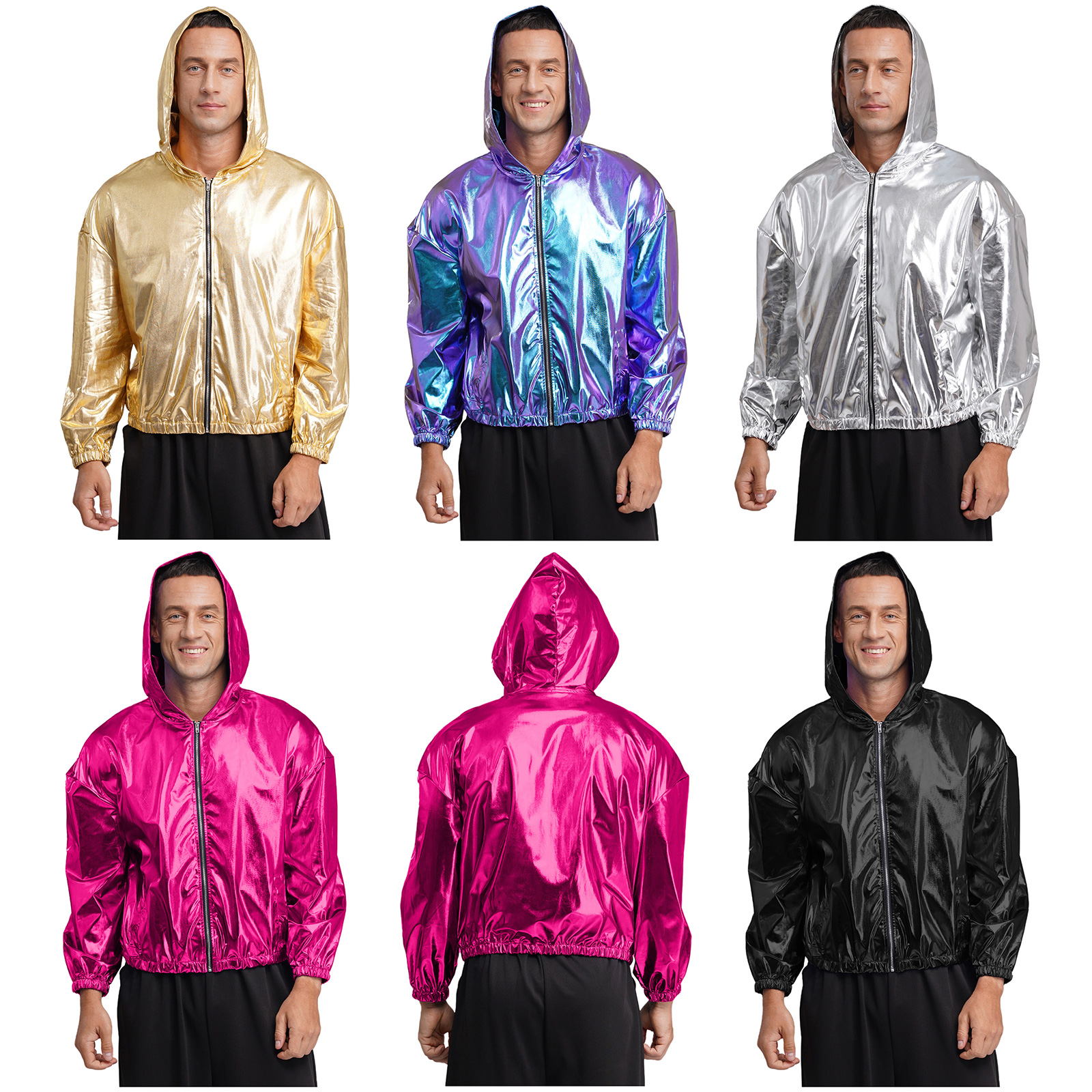 Mens Shiny Metallic Hooded Bom - Mens Fashion Bomber Jacket ulasan dan harga
