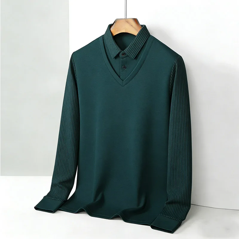 Men's Fake Two Piece Shirt Col - Men'S Fashion Undershirt ulasan dan harga