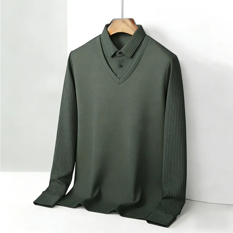Men's Fake Two Piece Shirt Col - Men'S Fashion Undershirt ulasan dan harga