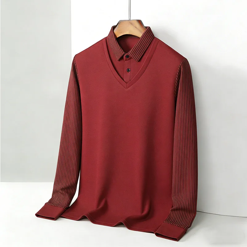 Men's Fake Two Piece Shirt Col - Men'S Fashion Undershirt ulasan dan harga