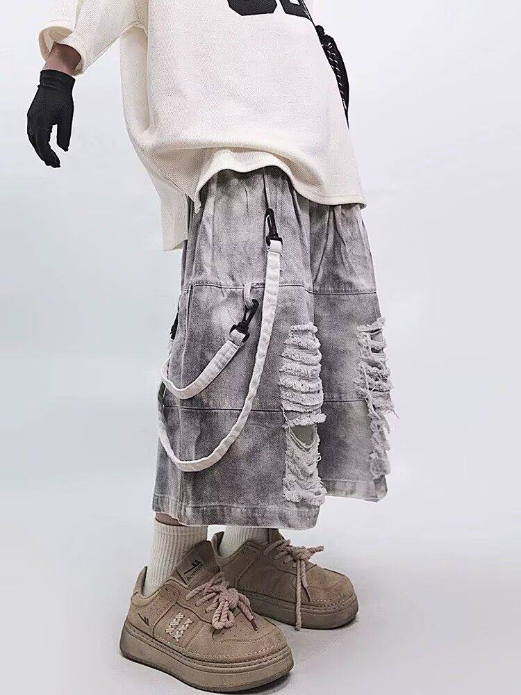 Retro Hip-hop Men's Ripped Jea - Men'S Fashion Linen Pants ulasan dan harga