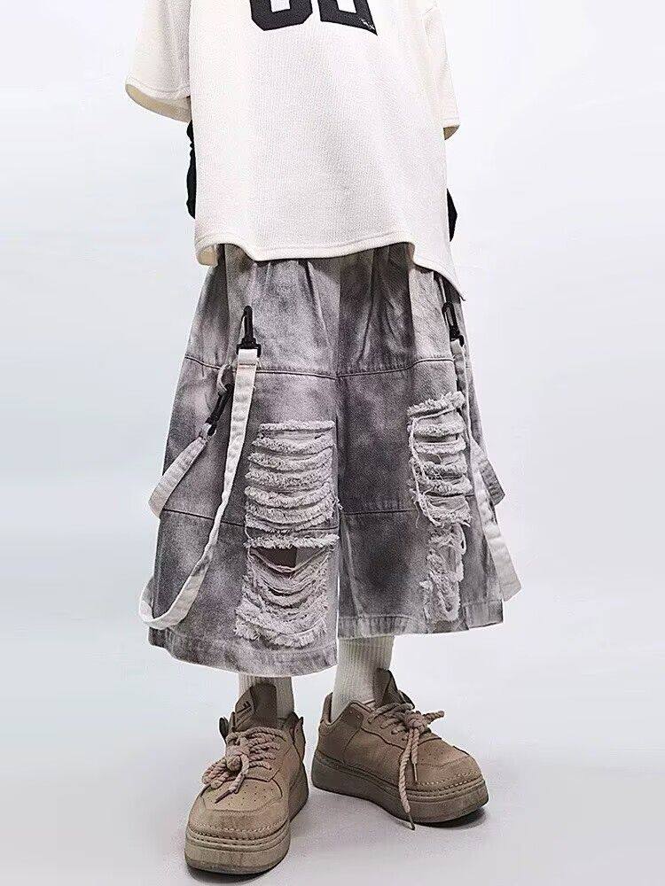 Retro Hip-hop Men's Ripped Jea - Men'S Fashion Linen Pants ulasan dan harga