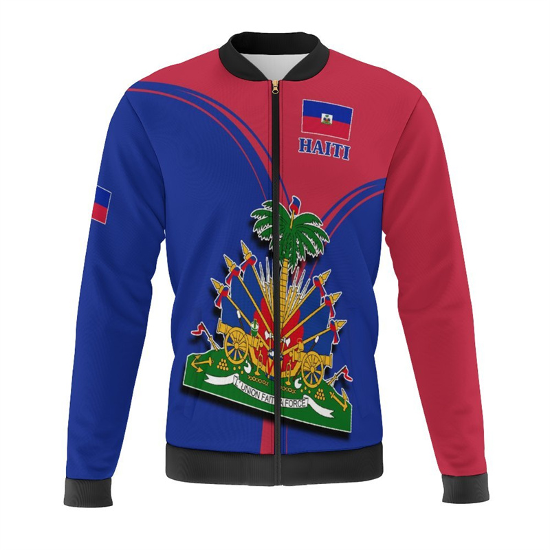 Haiti Flag Map 3d Print Jacket - Mens Fashion Bomber Jacket ulasan dan harga