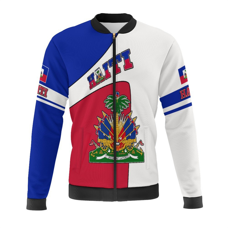 Haiti Flag Map 3d Print Jacket - Mens Fashion Bomber Jacket ulasan dan harga