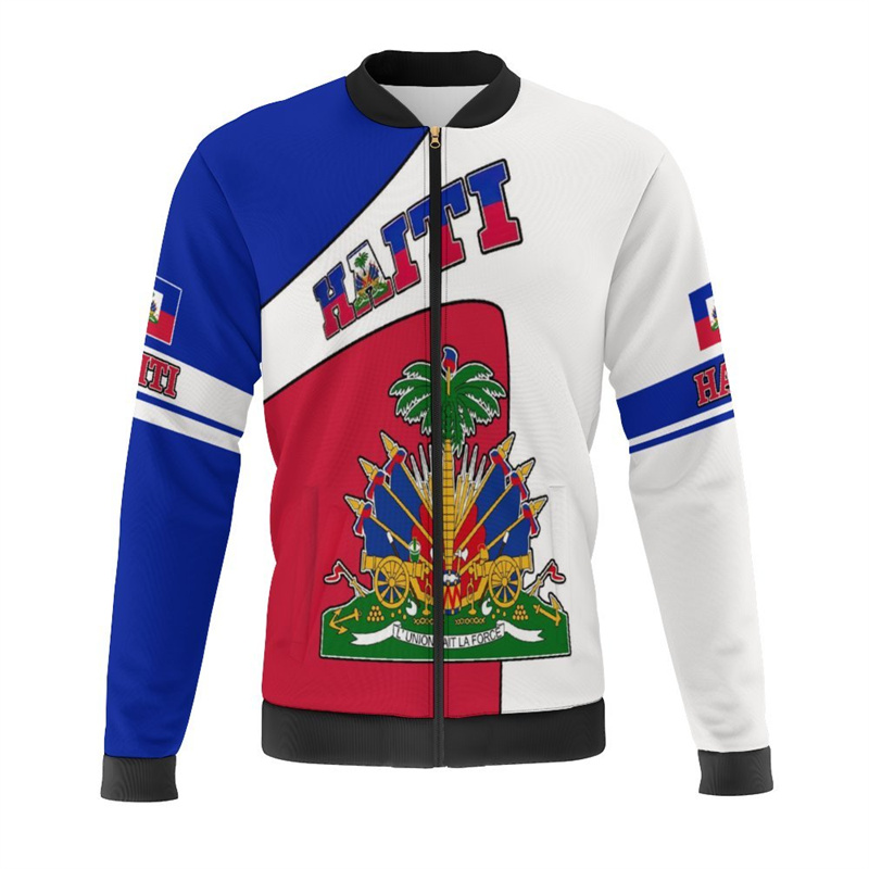 Haiti Flag Map 3d Print Jacket - Mens Fashion Bomber Jacket ulasan dan harga