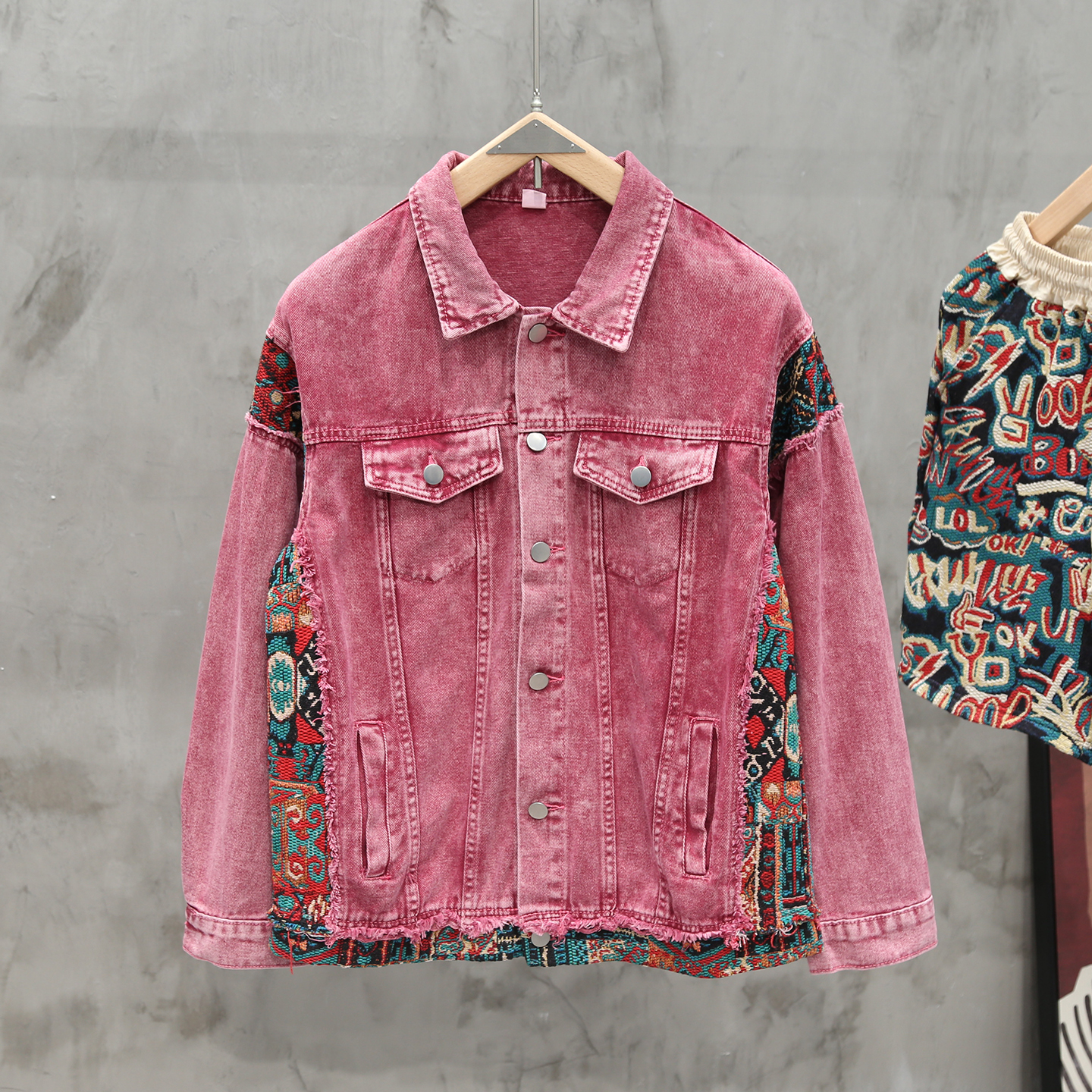 Bohemian Style Patchwork Denim - Mens Fashion Denim Jacket ulasan dan harga