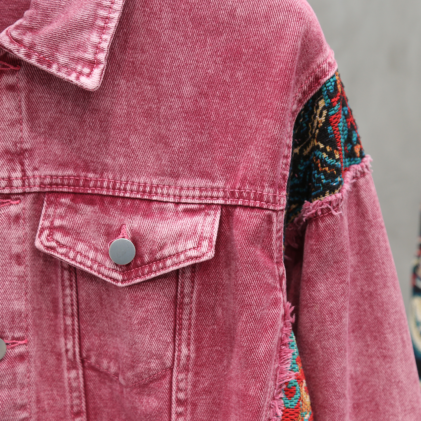 Bohemian Style Patchwork Denim - Mens Fashion Denim Jacket ulasan dan harga